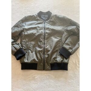 GUESS‎ Olive Green Bomber Jacket Men's M Full Zip Lightweight Quilted